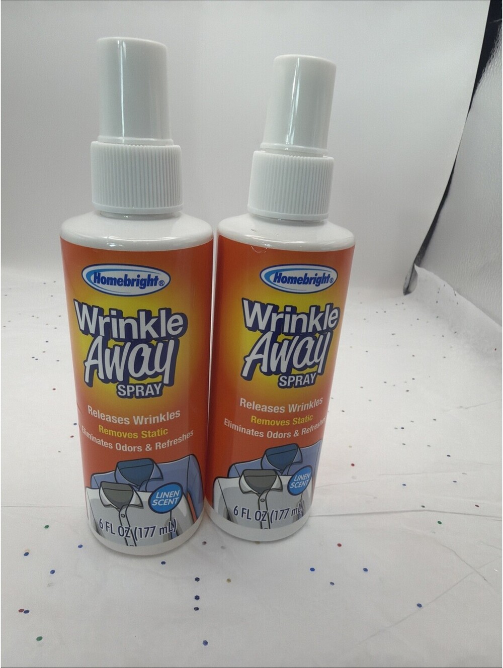 Lot of 2 Homebright Wrinkle Away Spray 6 oz Fabric Freshener Fast Easy Ironing